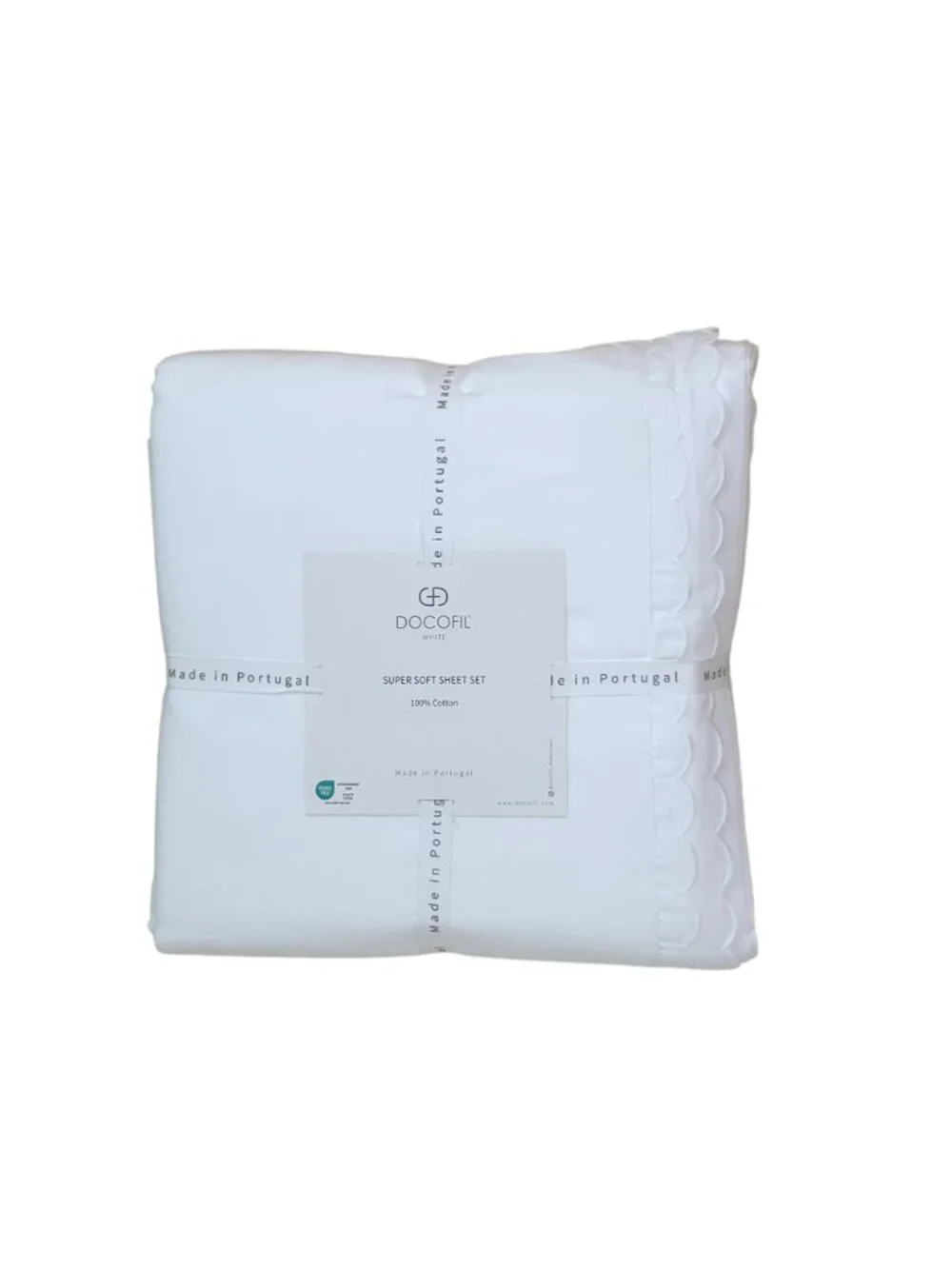 Docofil King Size Super Soft 100% Cotton Sheet Set Made In Portugal White